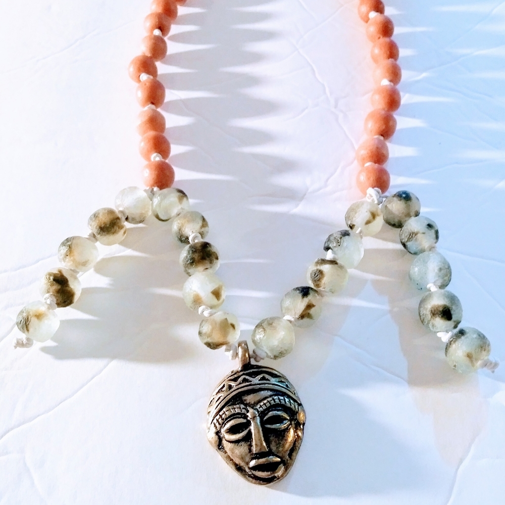 African Inspired Pink Bella Neclace